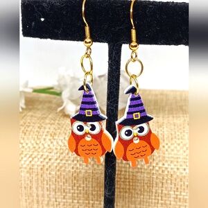 Halloween owl earrings
